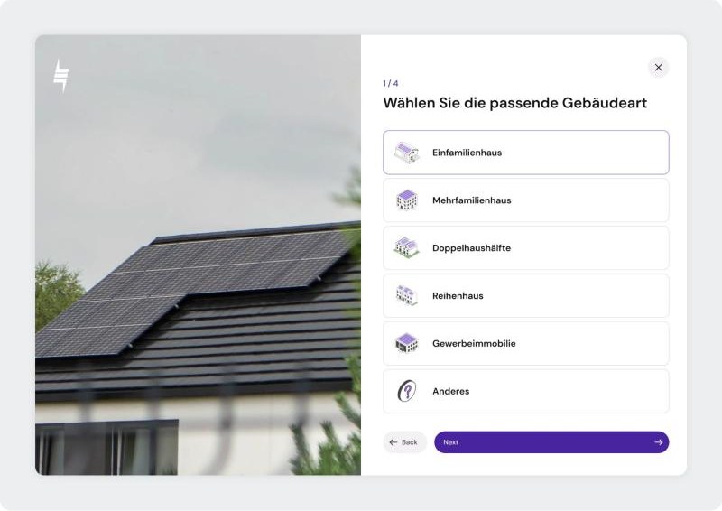 E.G.E.S configurator, step one of four: choosing the building type